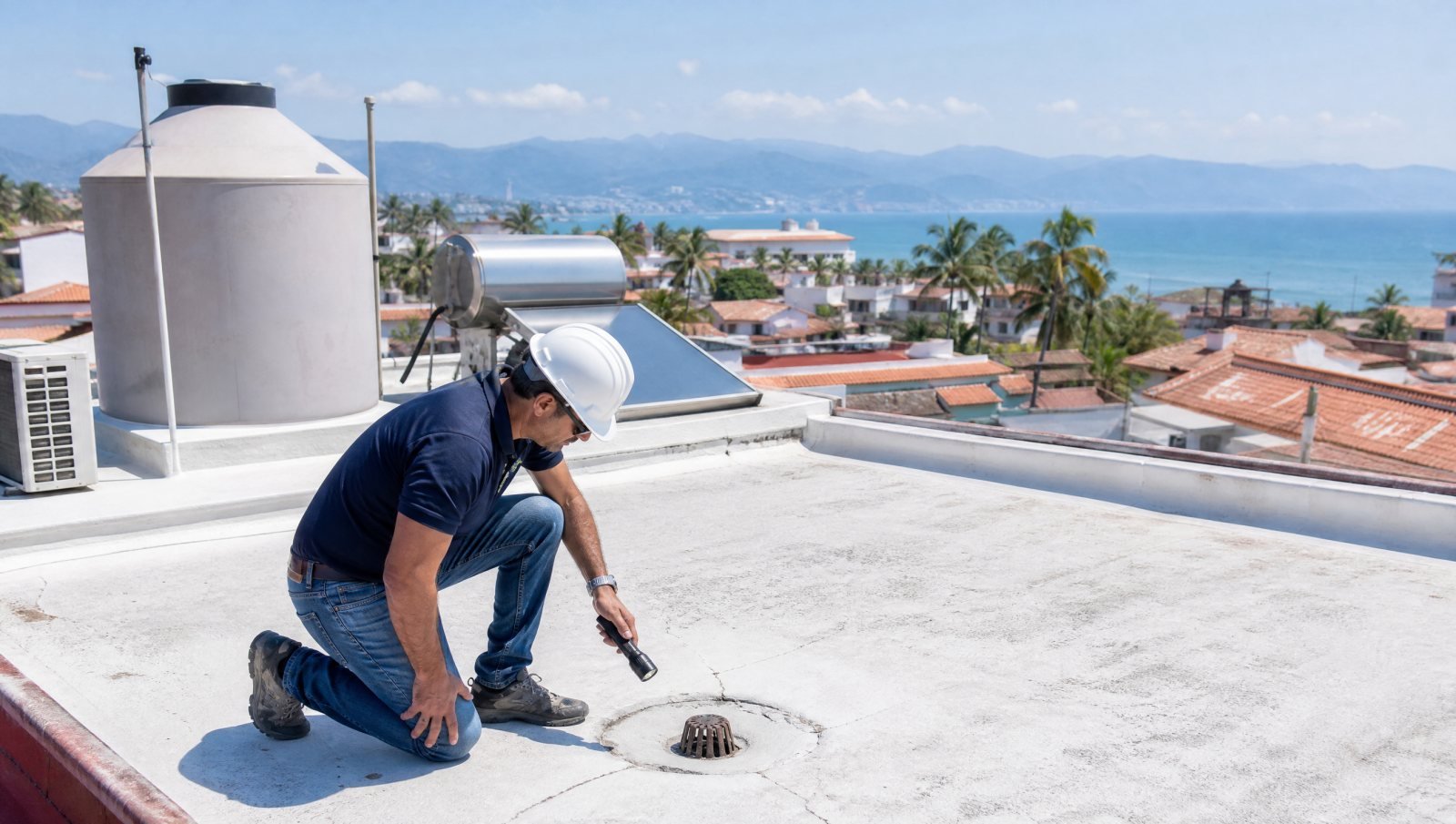 Inspección de azotea, coladera e impermeabilización en una casa de Puerto Vallarta